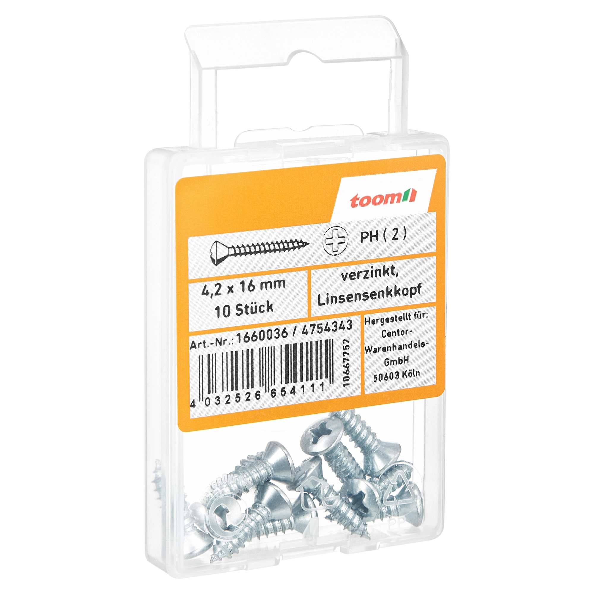 toom Blechschrauben Ø 4,2 x 16 mm verzinkt DIN 7983 10 Stück