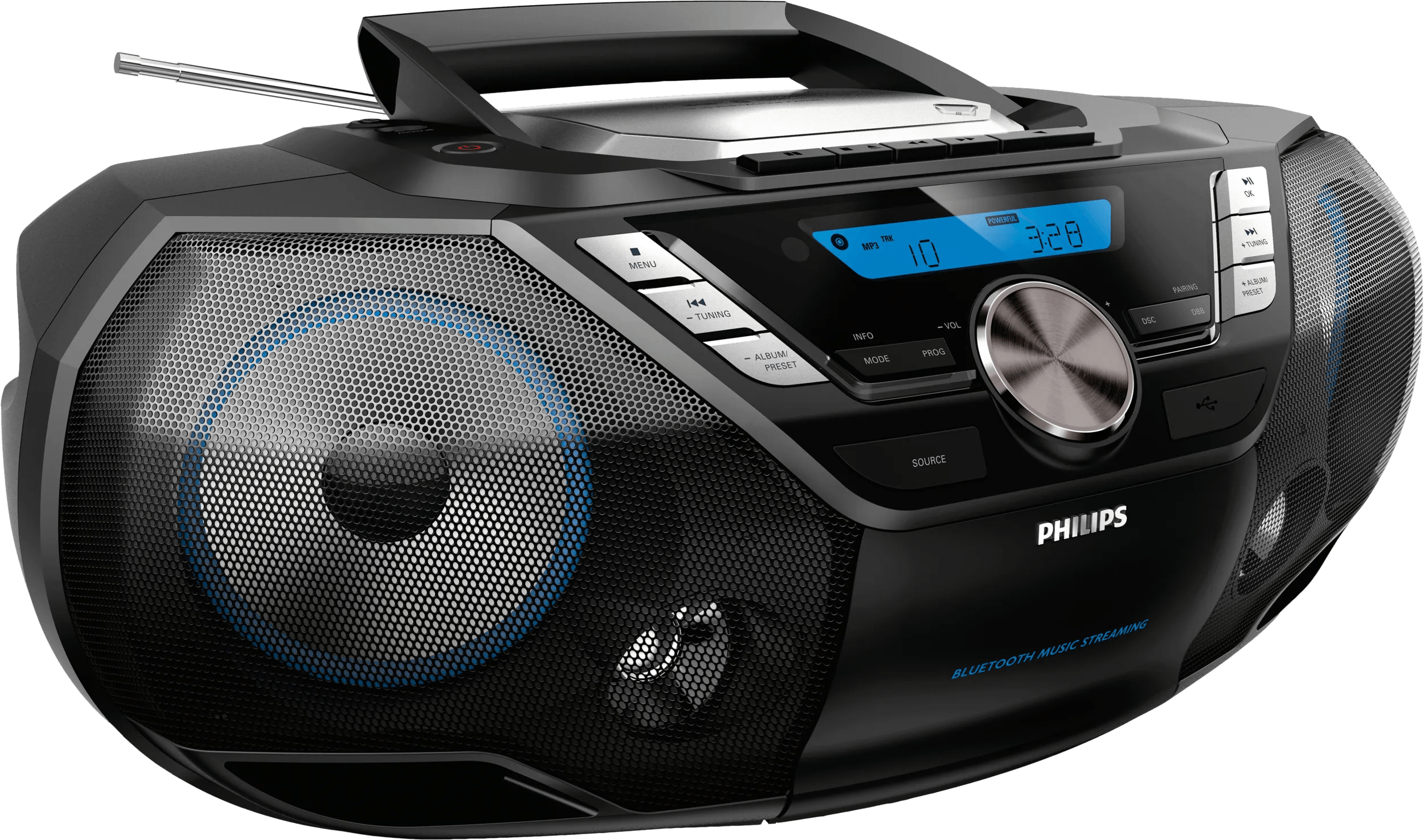 AZB798T schwarz Radiorekorder mit CD-Spieler und Kassettendeck