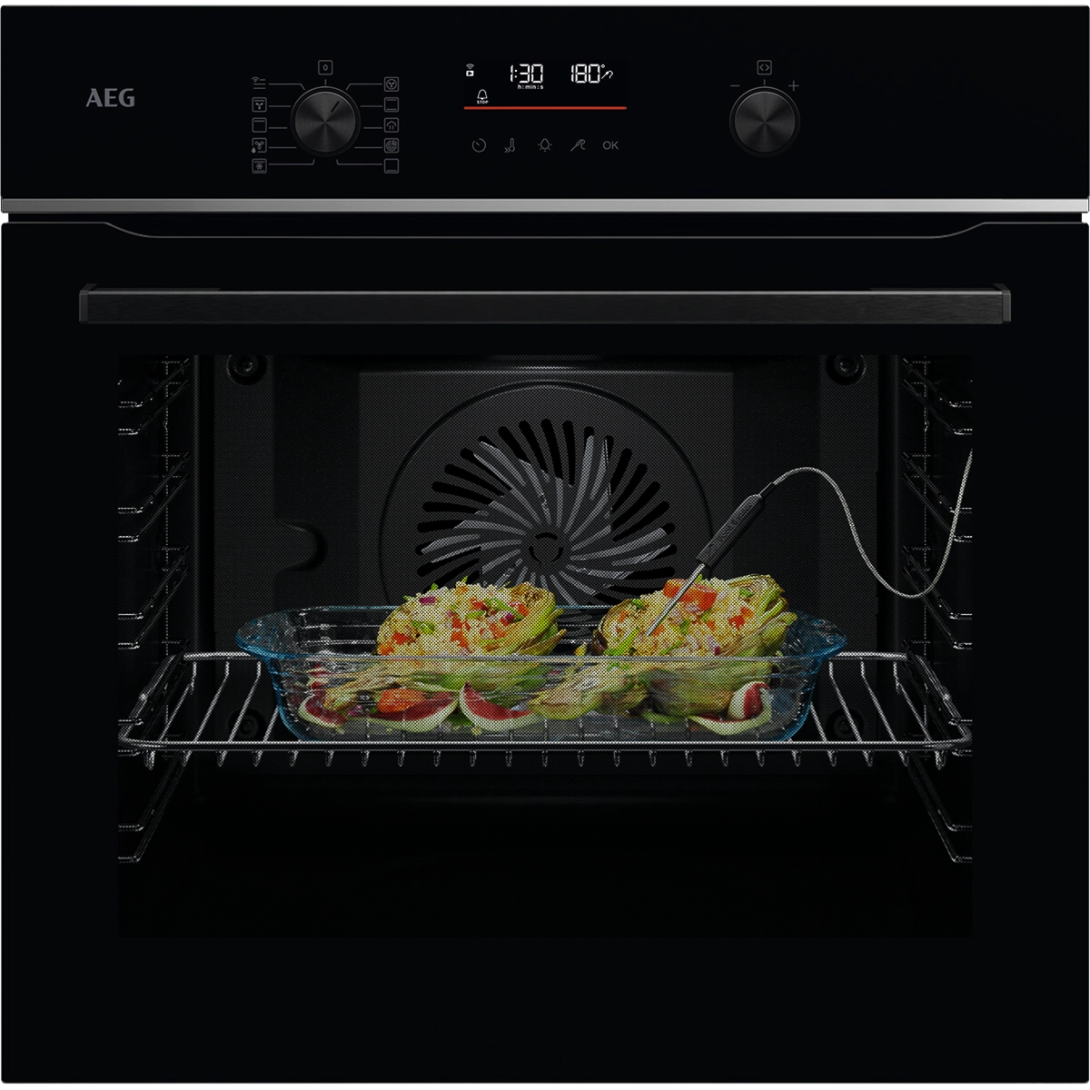 AEG 5000 SurroundCook® mit SteamBake / Einbaubackofen / WLAN-fähig / Pyrolytische Selbstreinigung / Schwarz TA5PB51ZAB