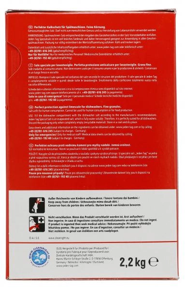 Jeden Tag Spezialsalz für Geschirrspülmaschinen