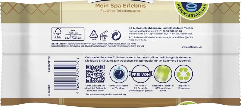 Cottonelle Feuchtes Toilettenpapier Mein Spa Erlebnis Kaschmir & Shea Butter