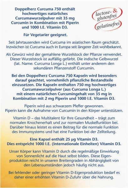 Doppelherz aktiv Curcuma 750 mit Curcumin + Vitamin D3