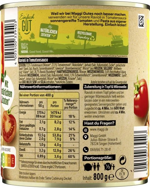 Maggi Ravioli in Tomatensauce