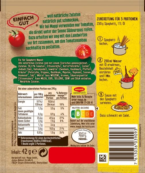 Maggi Fix für Spaghetti Napoli
