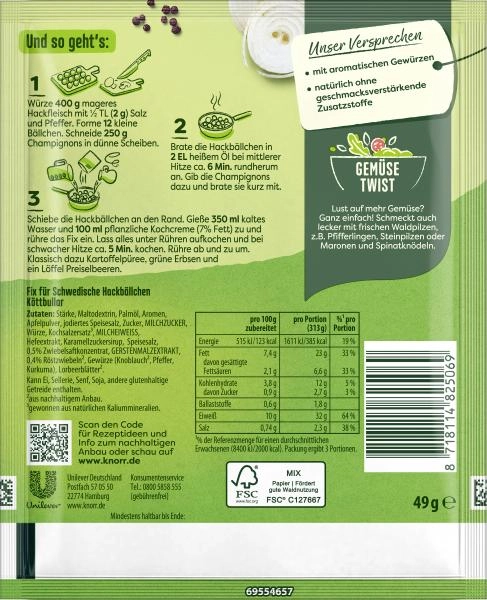 Knorr Fix Schwedische Hackbällchen Köttbullar