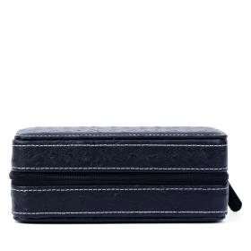 Reiseetui für 2 Uhren, Straußenprägung schwarz