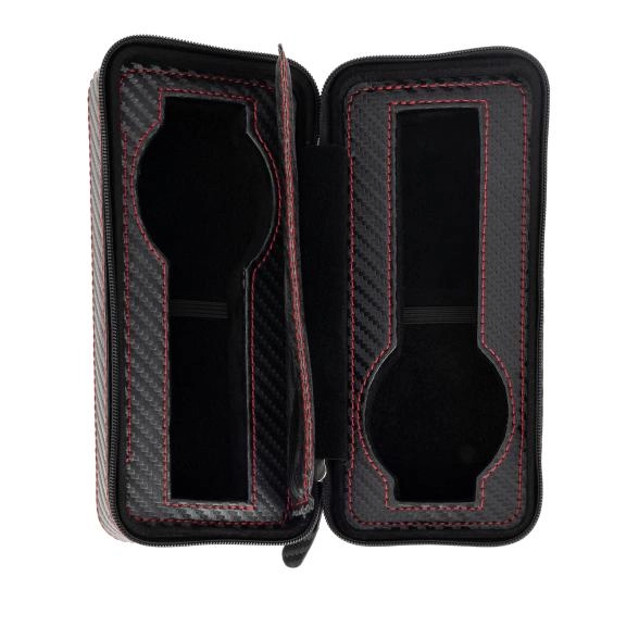 Reiseetui für 2 Uhren, Carbonlook schwarz
