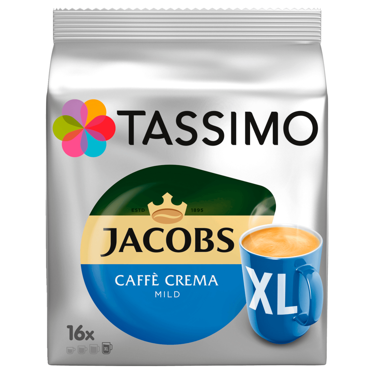 Tassimo Kapseln Jacobs Caffè Crema mild XL Becher, 16 Kapseln