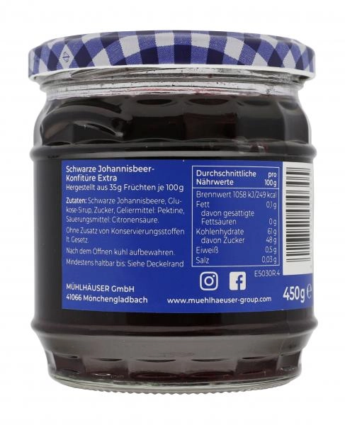 Mühlhäuser Konfitüre Extra Schwarze Johannisbeer