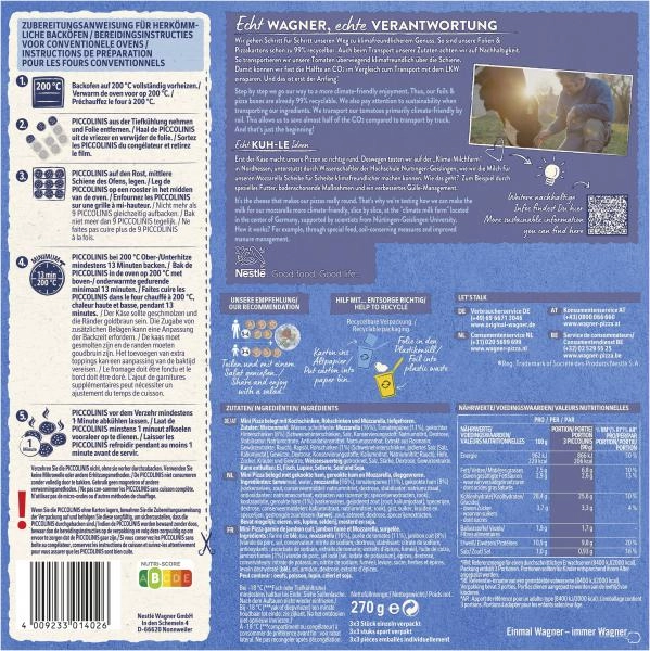 Original Wagner Pizza Steinofen Piccolinis Schinken