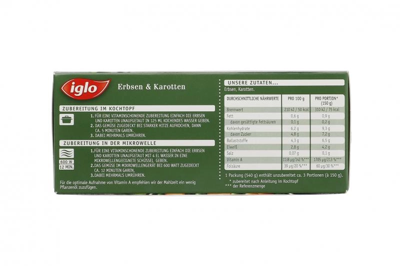 Iglo Frisch vom Feld Erbsen & Karotten