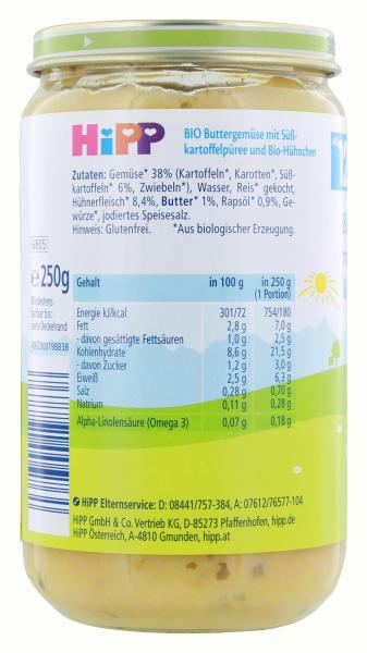 Hipp Bio Buttergemüse und Bio-Hühnchen ab 12. Monat 250G