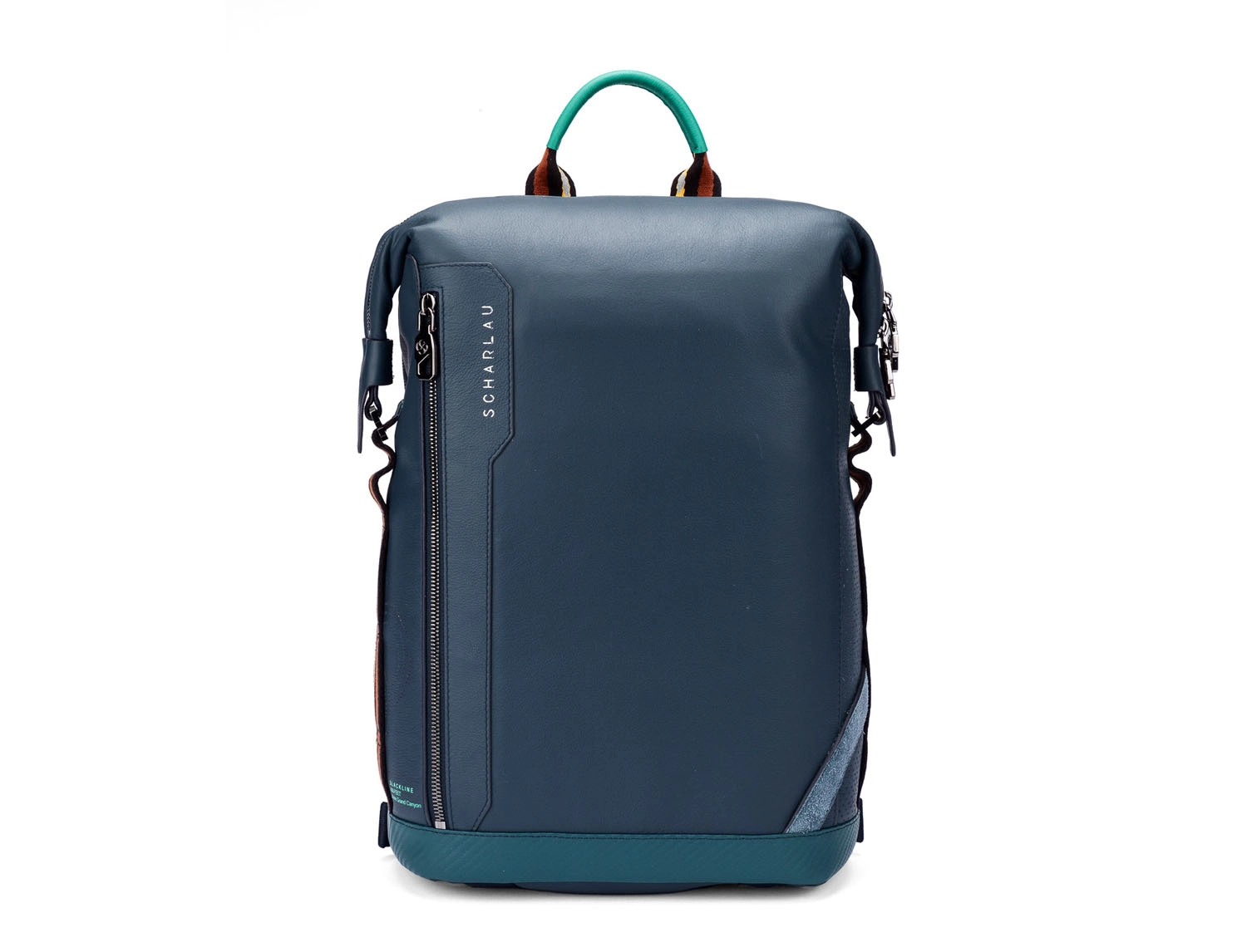 SCHARLAU Slackline RONJA Leder Rucksack für 13  Laptopfach Navy Blue