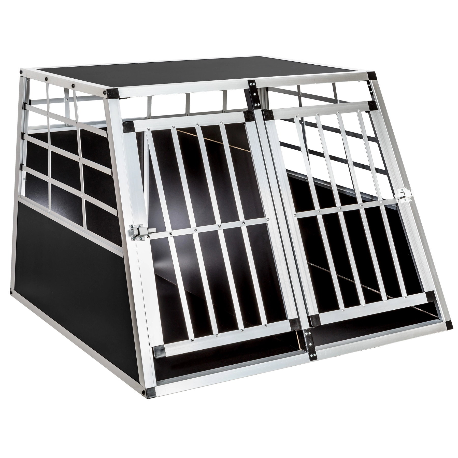 Hundetransportbox doppel mit gerader Rückwand - 97 x 90 x 69,5 cm