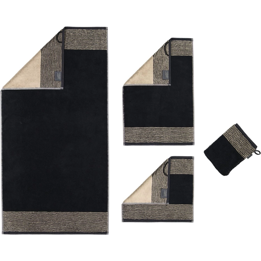 Cawö Two-Tone Waschhandschuh - schwarz - 16x22 cm