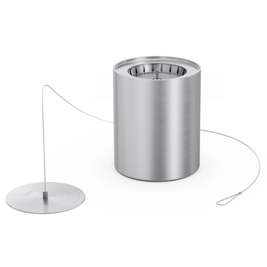 höfats SPIN 900 Bio-Burner mit Eco-Ring und Löschdeckel - silberfarben - 7,8x6,5x6,5 cm