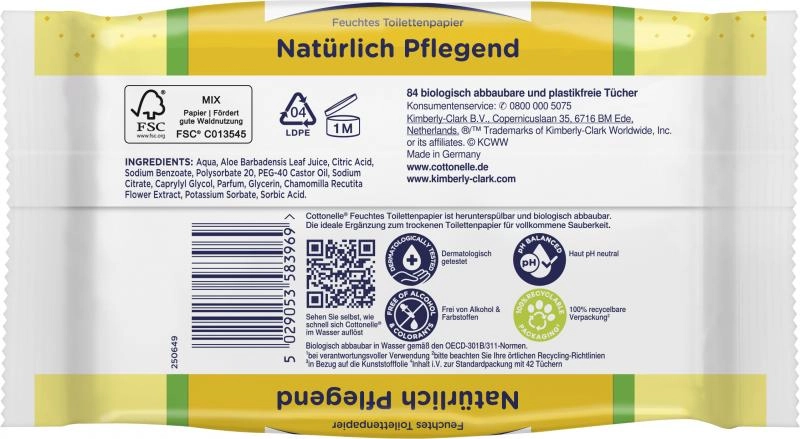 Cottonelle Feuchtes Toilettenpapier Pflegend Kamille & Aloe Vera