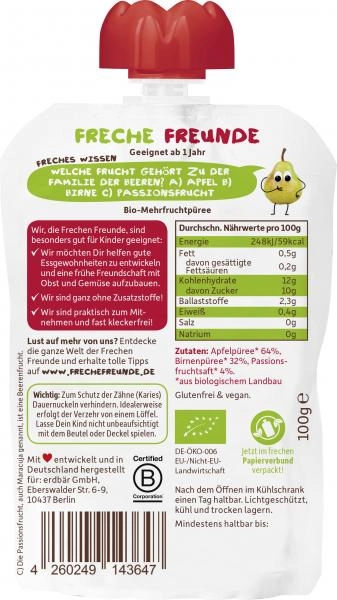 Freche Freunde Quetschie Apfel, Birne & Passionsfrucht