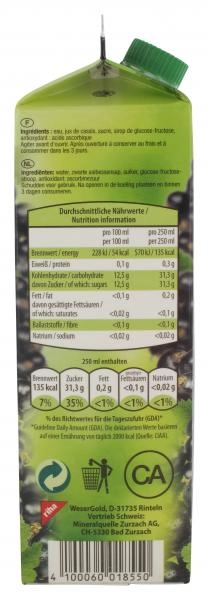 Wesergold Schwarzer Johannisbeer-Nektar