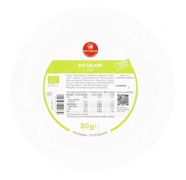 Wiltmann Bio Salami fein