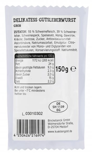 Küstengold Delikatess Gutsleberwurst grob