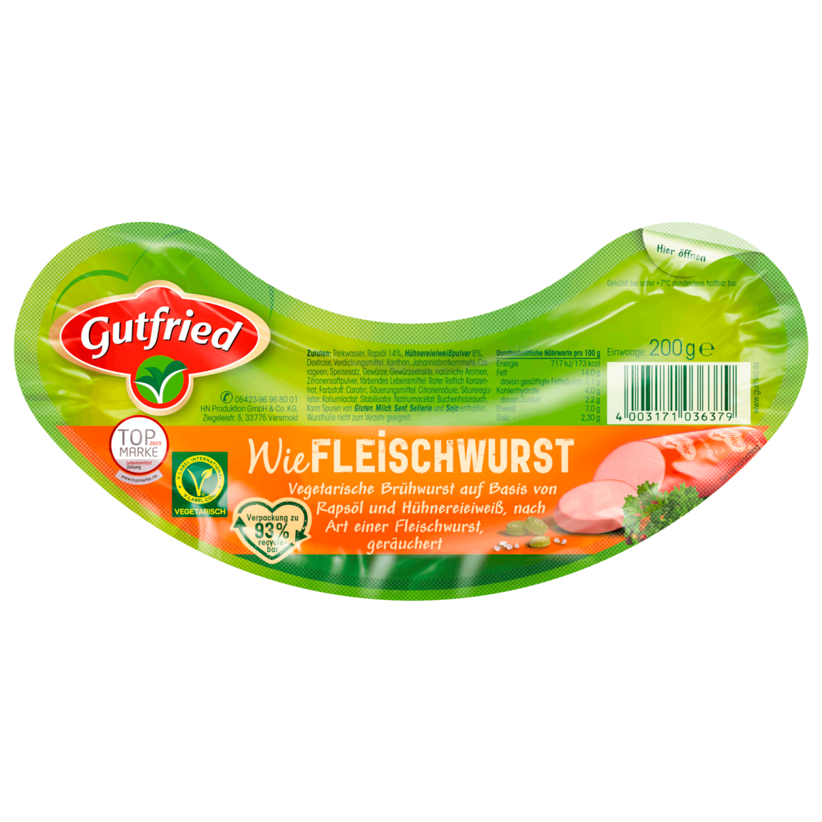 Gutfried vegetarische Fleischwurst