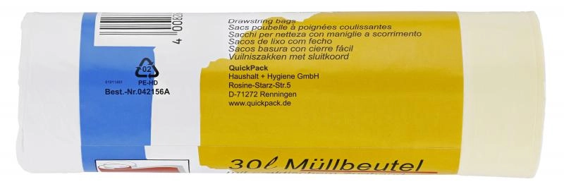 Quickpack Müllbeutel mit Zugband 30 Liter
