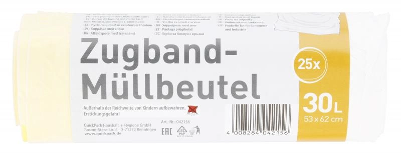 Quickpack Müllbeutel mit Zugband 30 Liter