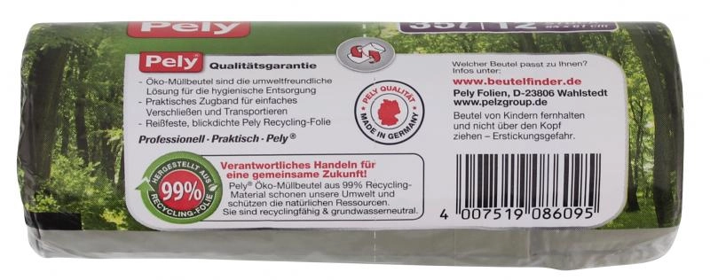 Pely Öko-Müllbeutel mit Zugband 35 Liter