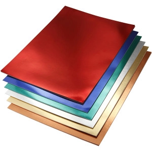 Metallic-Folienkarton, A4, Blatt 210x297 mm, 280 g, Sortierte Farben,