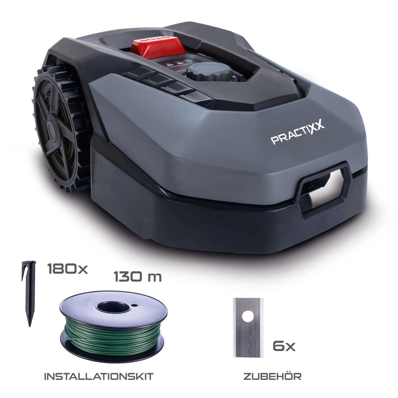 Mähroboter PX-RRM-600Wi Practixx - 600 qm² | 18cm Schnittbreite | 20-60 mm Schnitthöhe | Regensensor