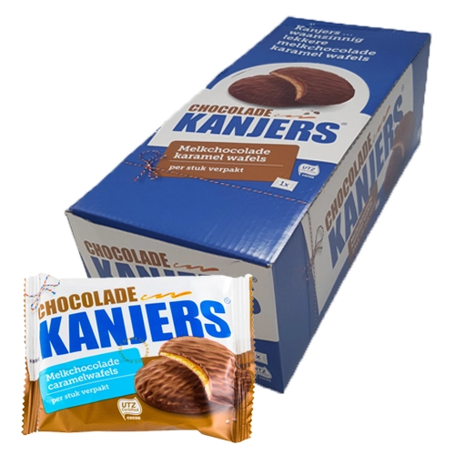 Kanjers - Schokoladen-Karamell-Waffeln - 24er