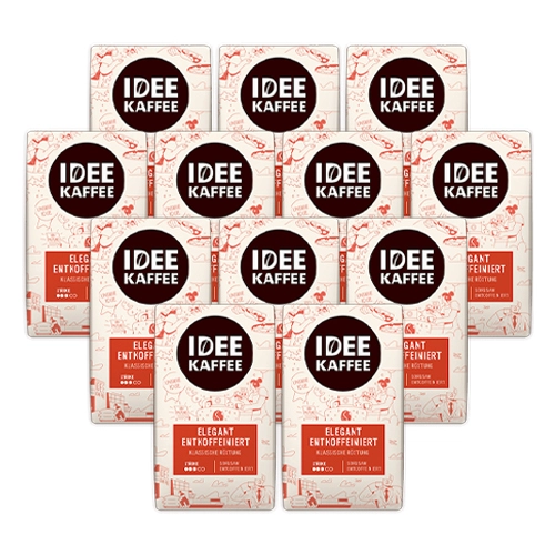 Idee Kaffee - Entkoffeiniert Gemahlener Kaffee - 12x 500g