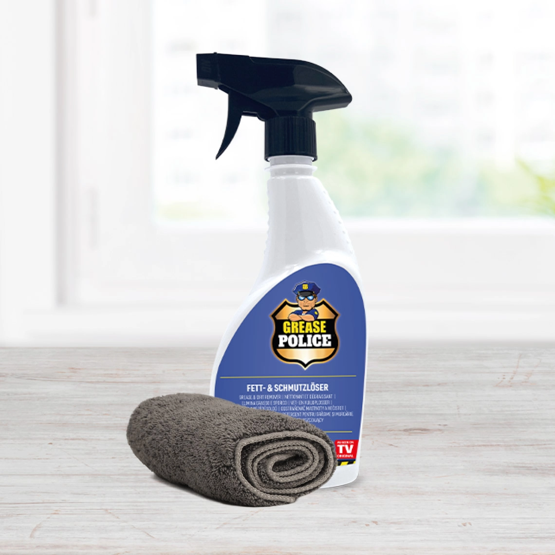 Grease Police / 500 ml / inkl. Mikrofasertuch grau