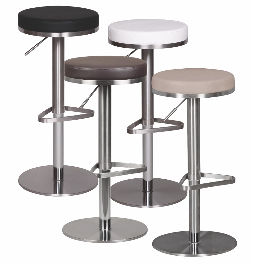 FineBuy Barhocker Edelstahl höhenverstellbare Sitzhöhe 57 - 82 cm, Barstuhl Modern 360° Drehbar, Tresenhocker mit Standfuß, Design Bistrohocker Hoch, Tresenstuhl-Sitz Gepolstert