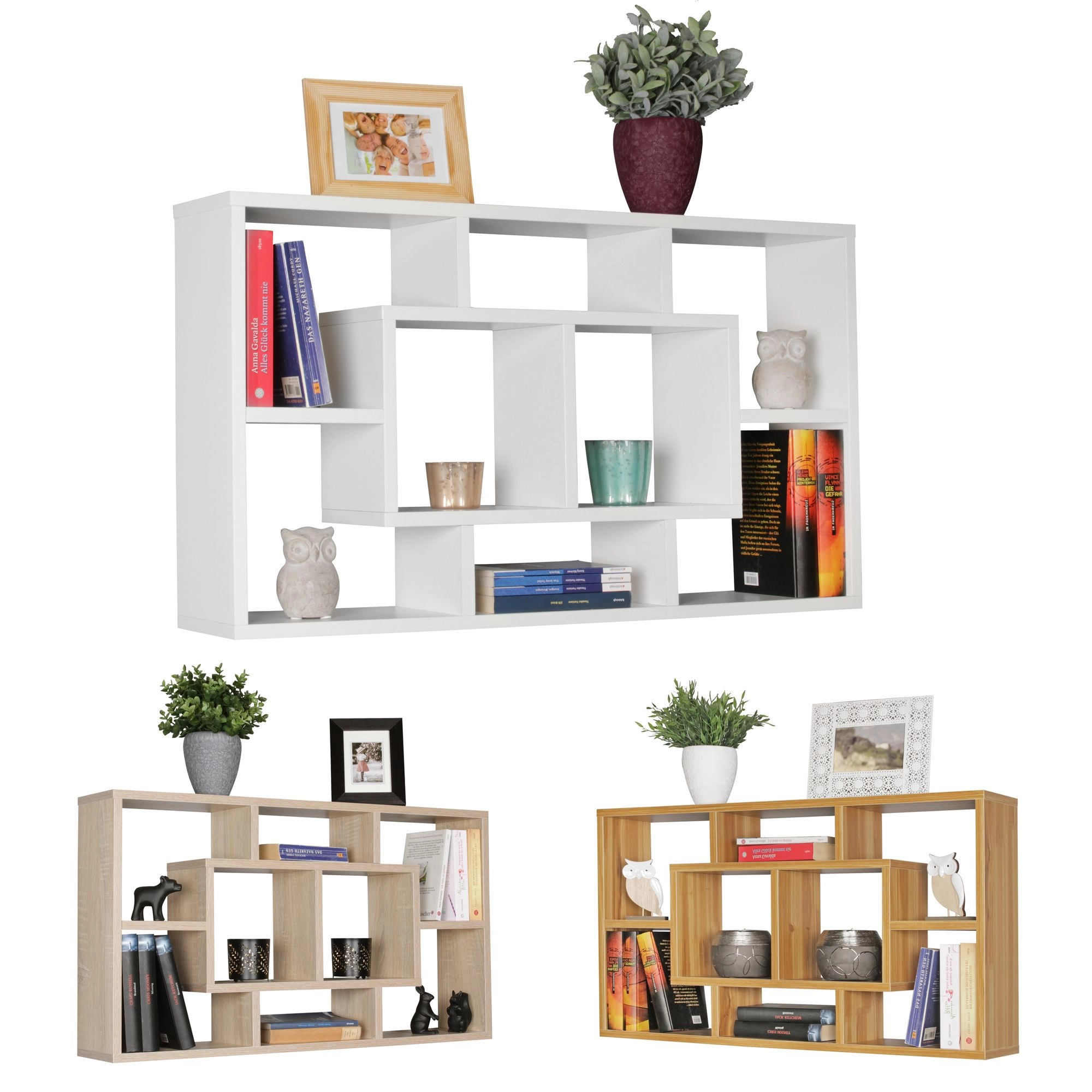 FineBuy Wandregal PAOLA 85 x 47,5 x 16 cm MDF-Holz Hängeregal modern, Design Wandboard freischwebend, Holzregal offen zum Hängen