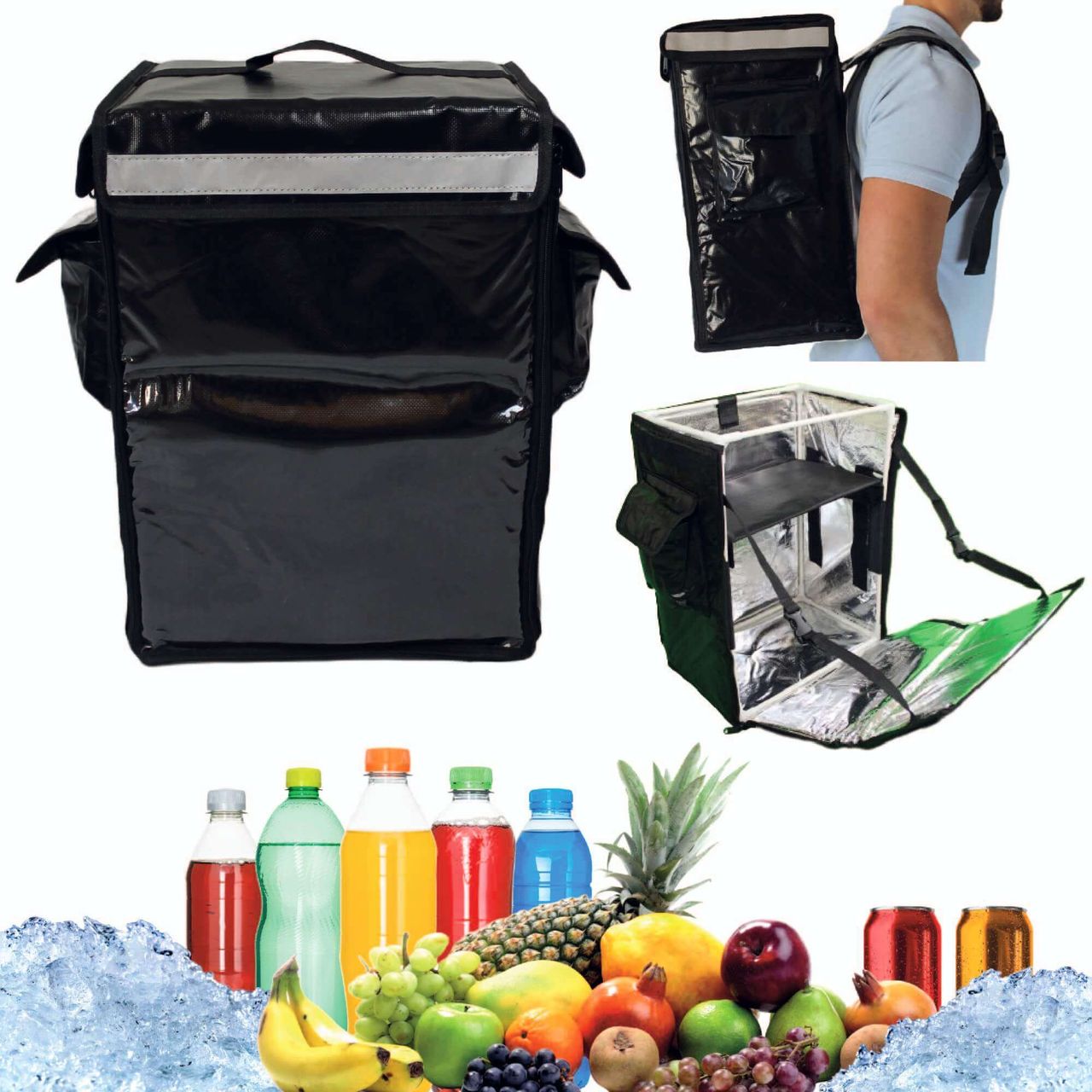 CoolQuest isolierter Kühlrucksack 42 Liter in Schwarz Thermobox wasserdicht Picknick Rucksack Liefertasche