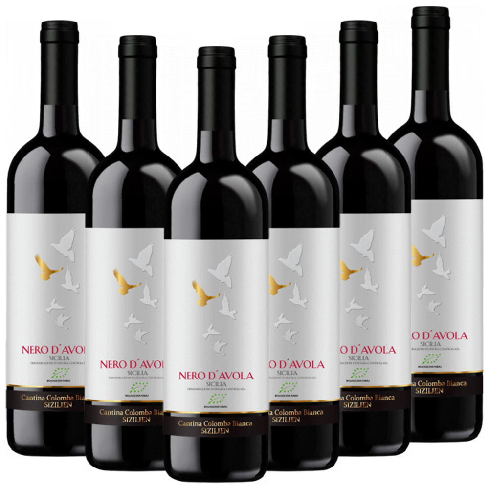 Bio-Nero d Avola Sicilia DOC Colomba Bianca Italien  trocken - 6er Karton