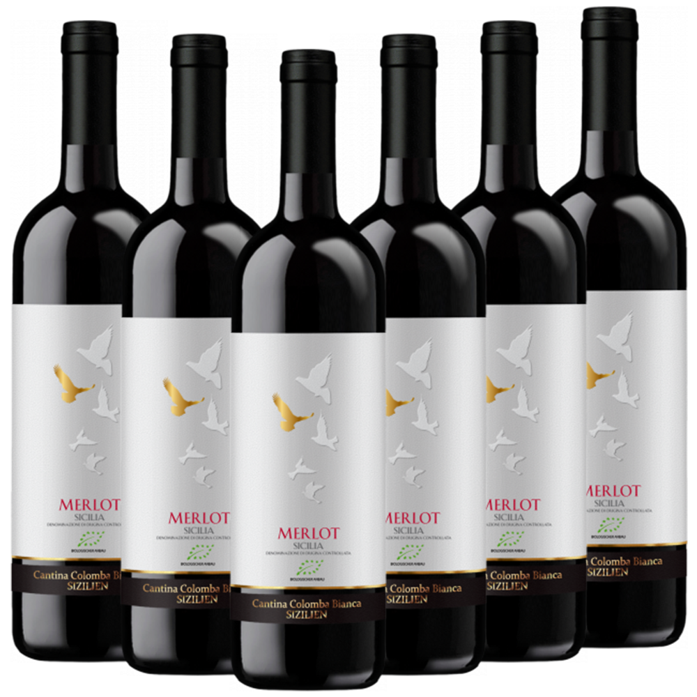 Bio-Merlot Sicilia DOC Colomba Bianca Italien  trocken - 6er Karton