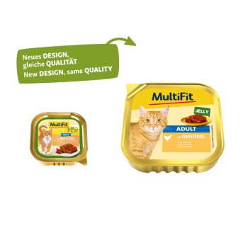 MultiFit Nassfutter Katze Adult, in Gelee, Geflügel 16x100 g