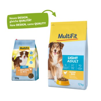 MultiFit Trockenfutter Hund Adult, Light, Huhn mit Reis 12 kg