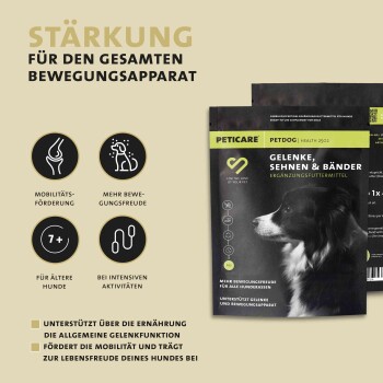 Peticare Gelenkpulver für Hunde, Mit MSM, Kollagen, stärkt Knochen, Gelenke | 250 gr