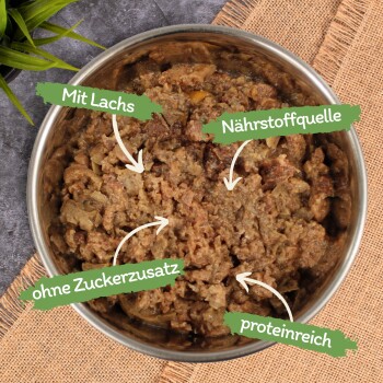 Lyra Pet Lecker.Pet Mia's Feine Paté Reich an Lachs Katzenfutter Nassfutter Vollnahrung 51x100 g