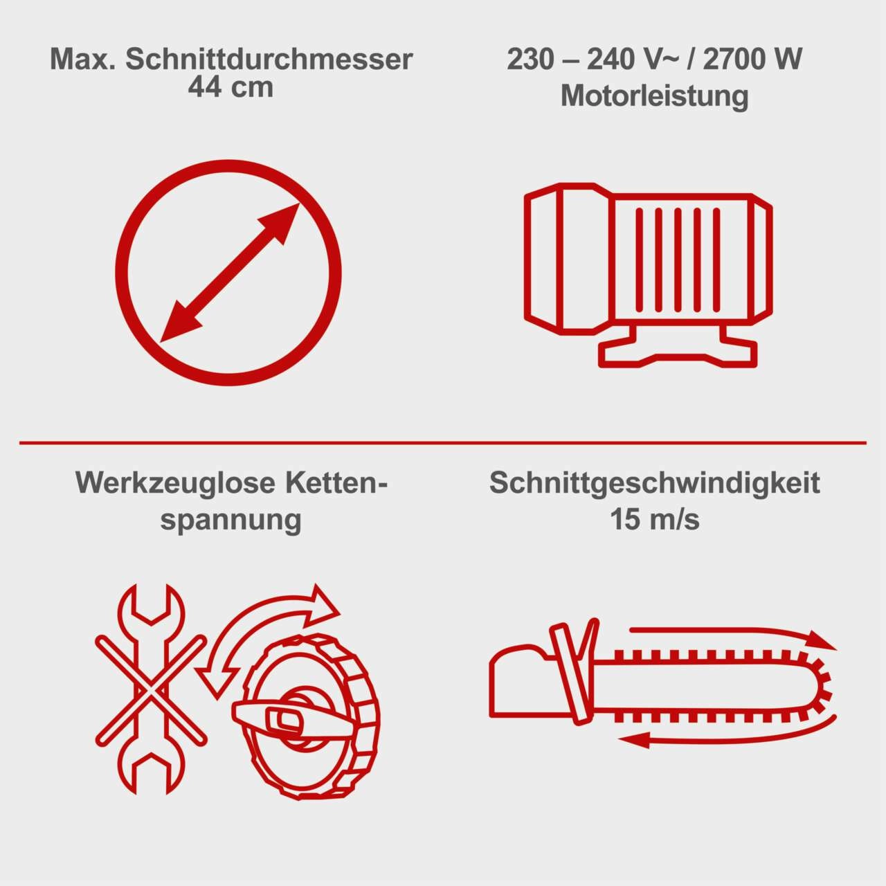 Elektro Kettensäge CSE2700 Scheppach - 45cm Schwert | ProCut | 230V | werkzeuglose Kettenspannung