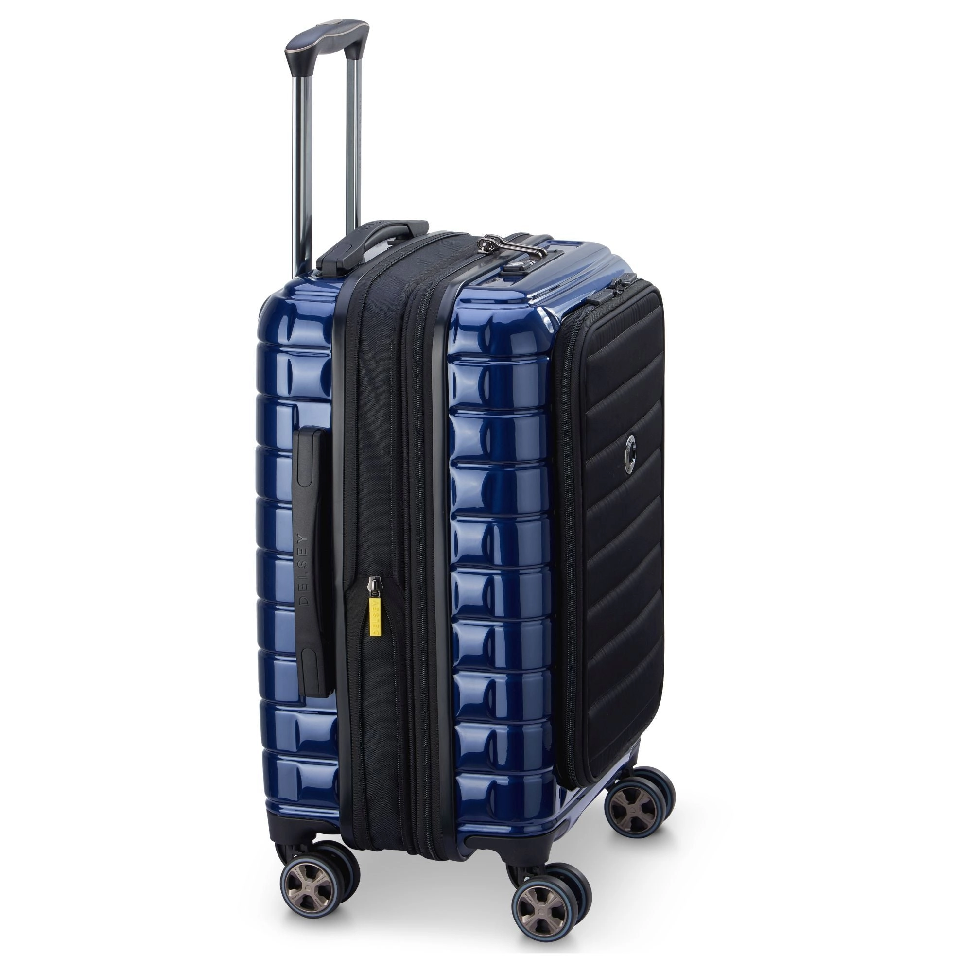 Delsey Paris Shadow 5.0 - 4-Rollen-Kabinentrolley mit Vordertasche S 55 cm erw. USB (marineblau)