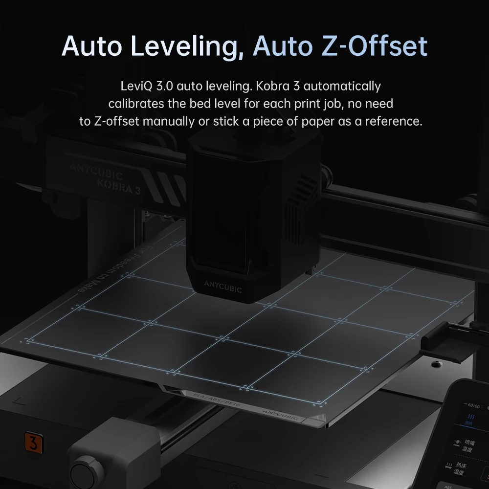 Anycubic Kobra 3 AE-Version FDM 3D-Drucker LeviQ 3.0 Automatische Nivellierung 600 mm/s Maximale Druckgeschwindigkeit Neue direkte Extruder-Schnelldrucker