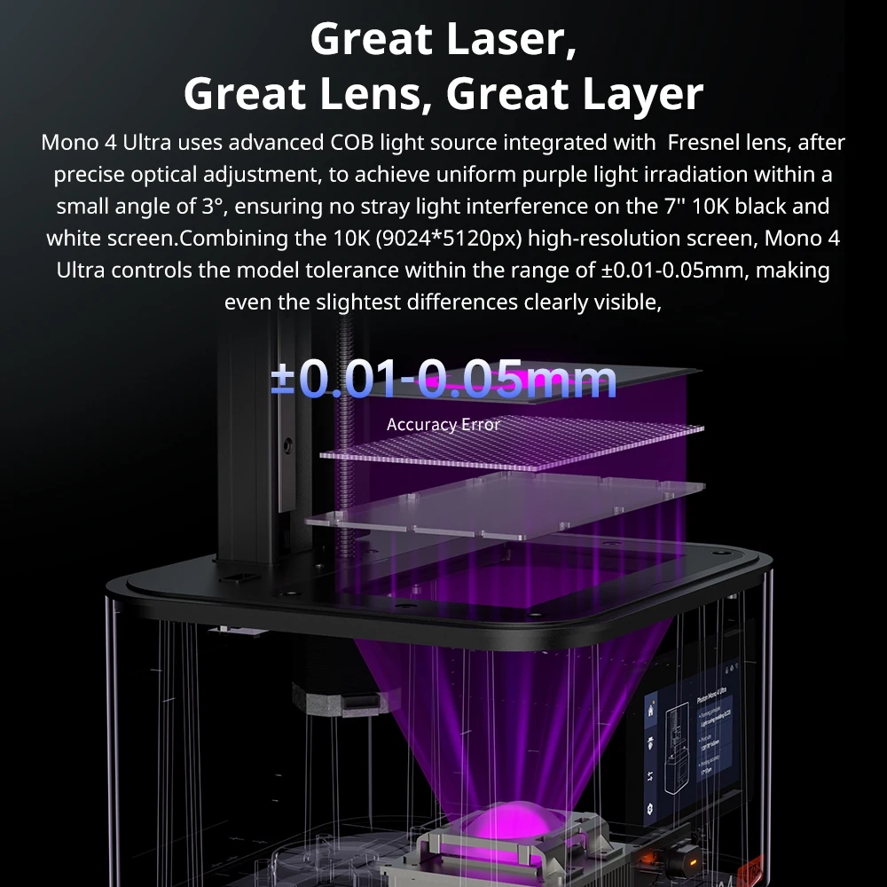 ANYCUBIC Photon Mono 4 Ultra LCD 3D-Drucker 7" 10K Hochpräzises UV-Harz 3D-Druck 2,2L Bauvolumen Größe 236mm*231mm*430mm