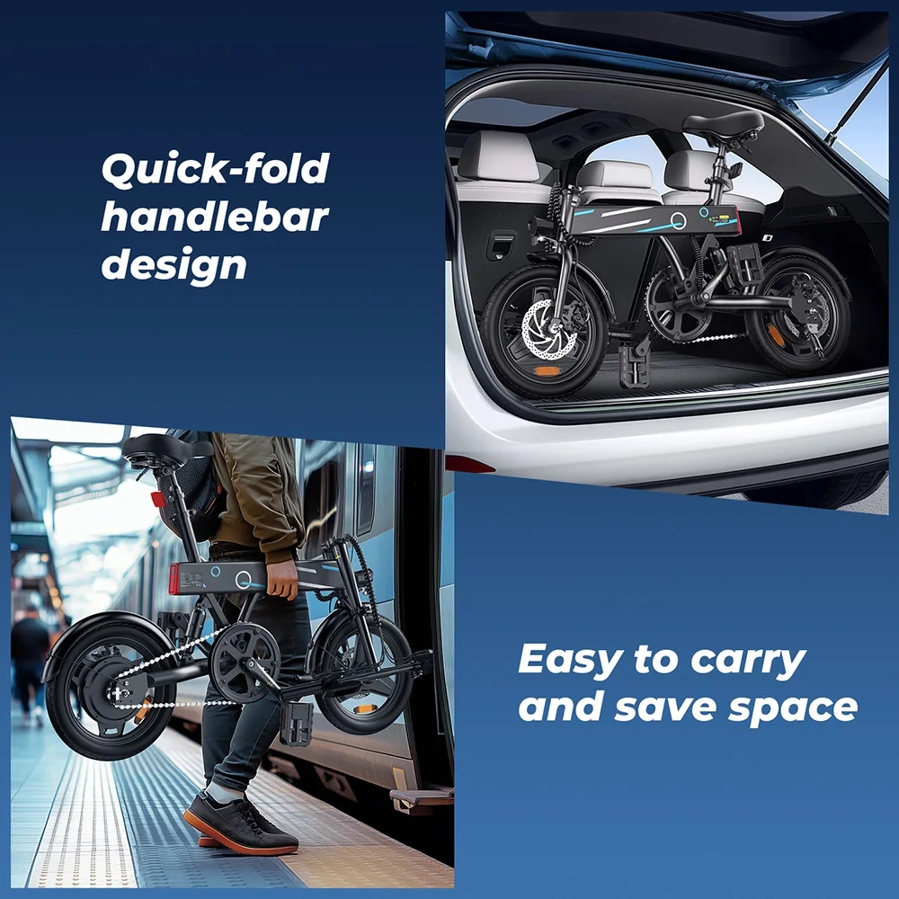 iScooter EB1 Elektrofahrrad, 250 W Motor, 36 V 7,8 Ah Lithiumbatterie, 25 km Hochgeschwindigkeits-Stadt-E-Bike mit 14 Zoll faltbar für Erwachsene