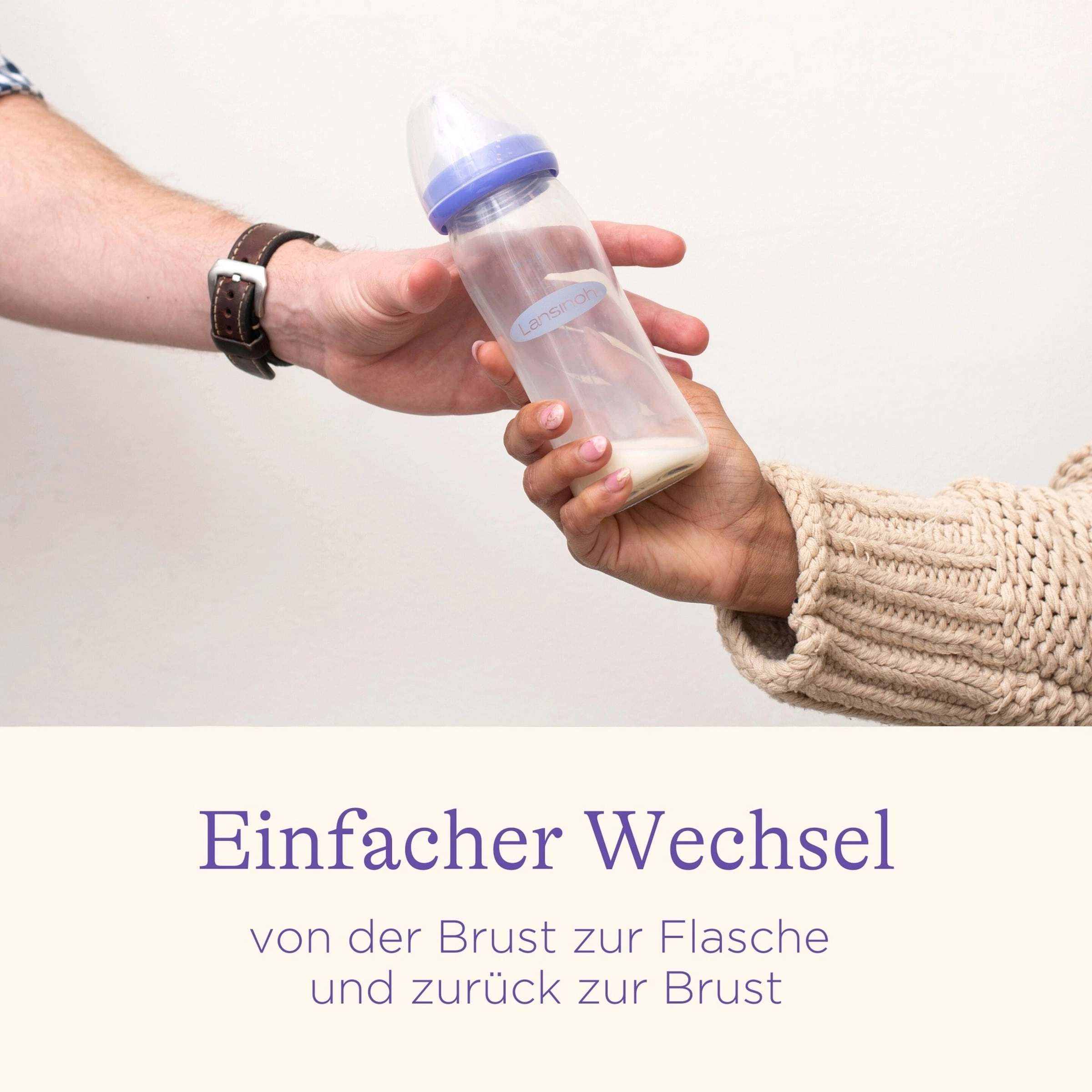 Lansinoh Babyflasche mit NaturalWave®Sauger S, Glas, Weithals, 160 ml