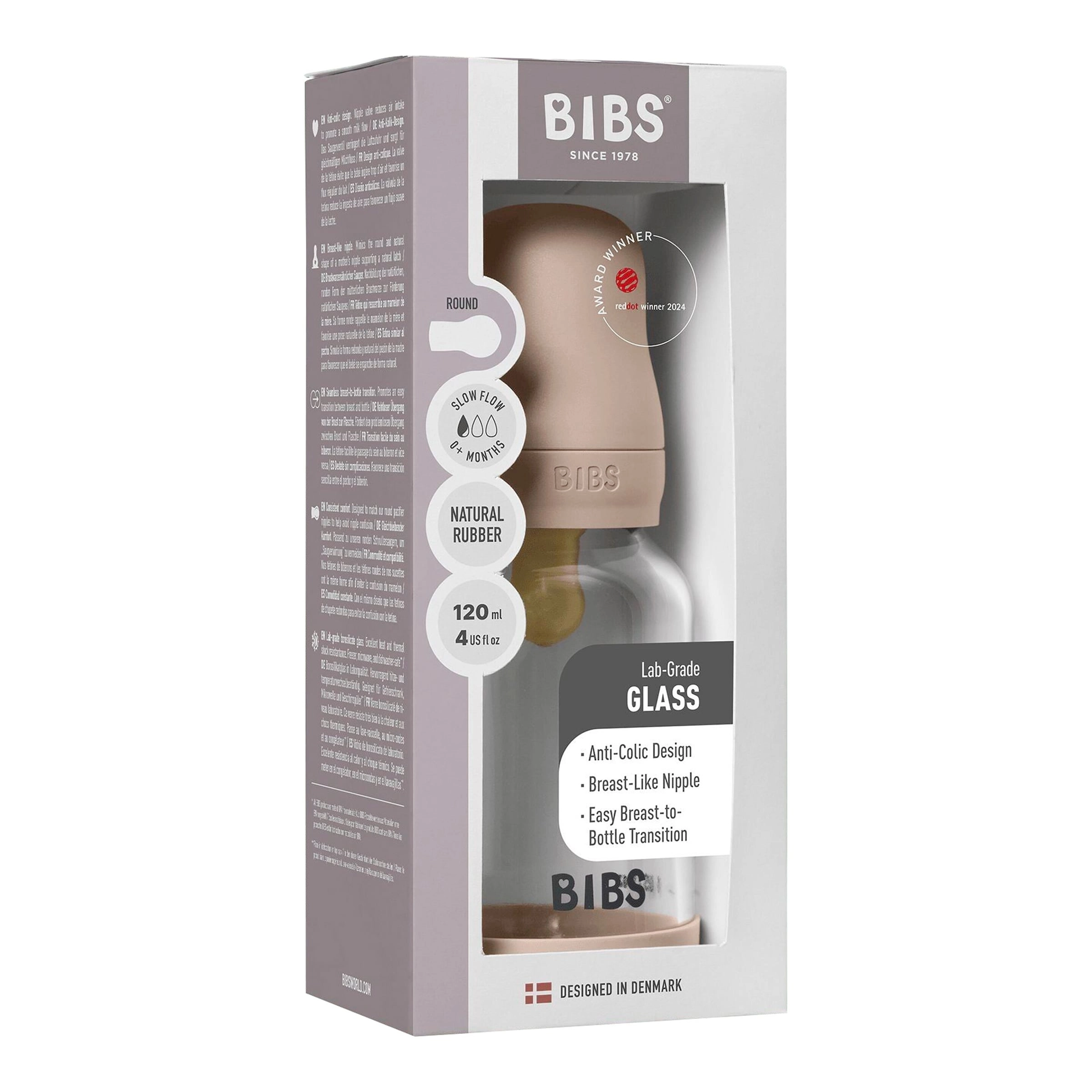 Bibs Babyflasche aus Glas, 120 ml, ab 0M